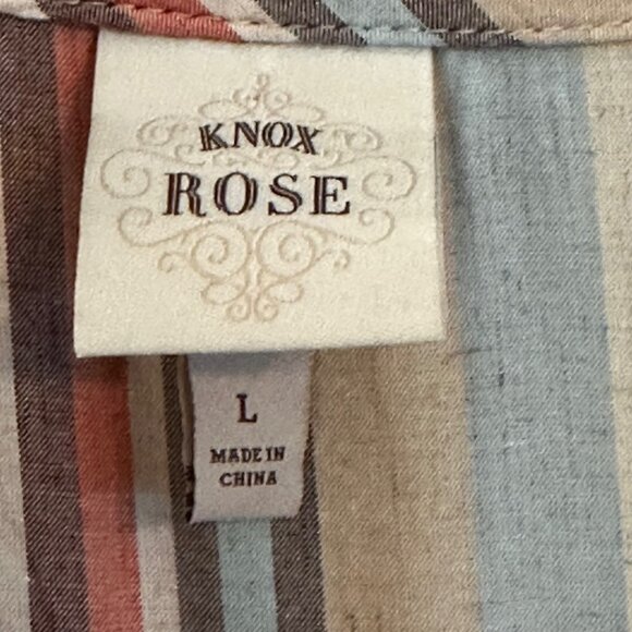 Knox Rose Soft Pastel Striped Long Sleeve Boho Tunic Dress L - Picture 3 of 8